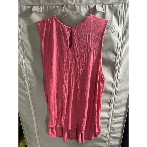 Anthropologie Akemi + Kin Linen Blend Tunic Length Top Pink XL Keyhole Button - Picture 6 of 6